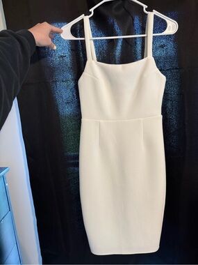 Lulu's Ivory Square-Neck Midi Sheath Dress